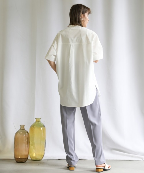 select MOCA(セレクトモカ)の「ステッチスタンドカラースリーピングシャツ(シャツ/ブラウス・レディース・ブラック/オフホワイト/ライトカーキ/グレイッシュブルー・FREE)」の22枚目の写真