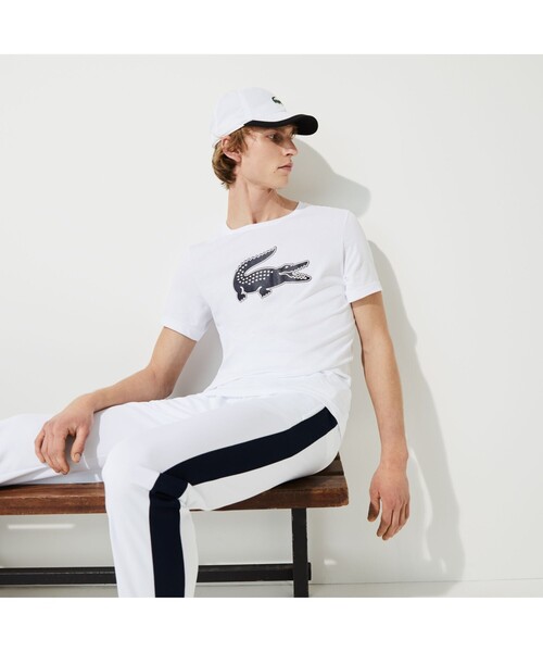 LACOSTE（ラコステ）の「コットンブレンドウルトラドライロゴプリント半袖Tシャツ（Tシャツ/カットソー・メンズ・ホワイト/ブラック/ネイビー/ブルー/ダークネイビー/ホワイト×グリーン/ブラック×ブルー/ブルーグリーン/ホワイト×ブルー/ブラック×レッド/ブルー系その他/オレンジ/ブラック系その他/グリーン/ホワイト系その他/ブルー系その他2/ホワイト×ネイビー/グレー/カーキ/ブラック系その他2/グリーン系その他/ライトグリーン・2/4/3/5/6）」の2枚目の写真