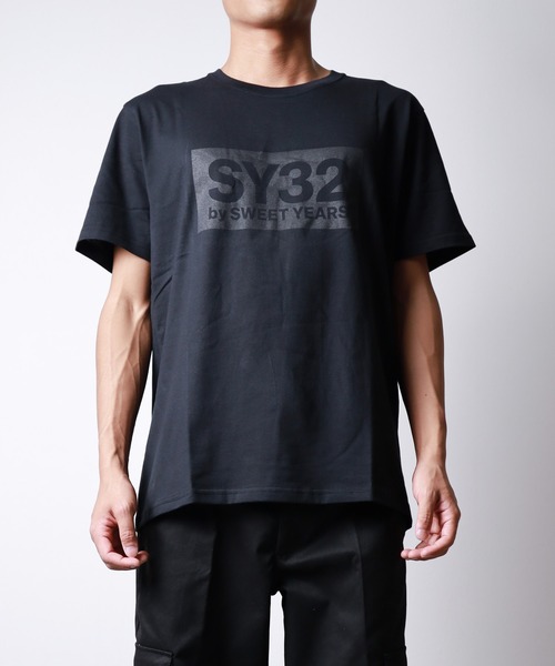 【セール】【SY32 by SWEET YEARS】BOXロゴT（Tシャツ/カットソー）｜SY32 by SWEET YEARS（エスワイサーティトゥバイスィートイヤーズ）
