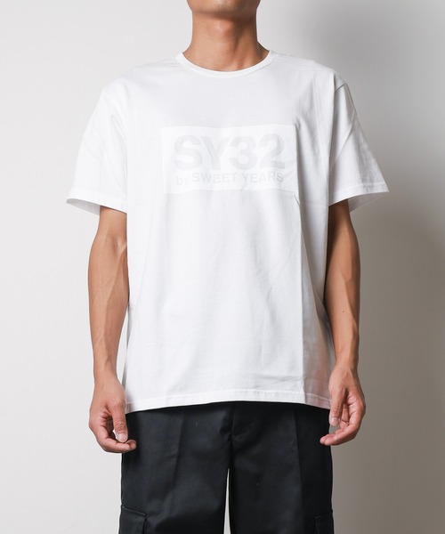 【セール】【SY32 by SWEET YEARS】BOXロゴT（Tシャツ/カットソー）｜SY32 by SWEET YEARS（エスワイサーティトゥバイスィートイヤーズ）