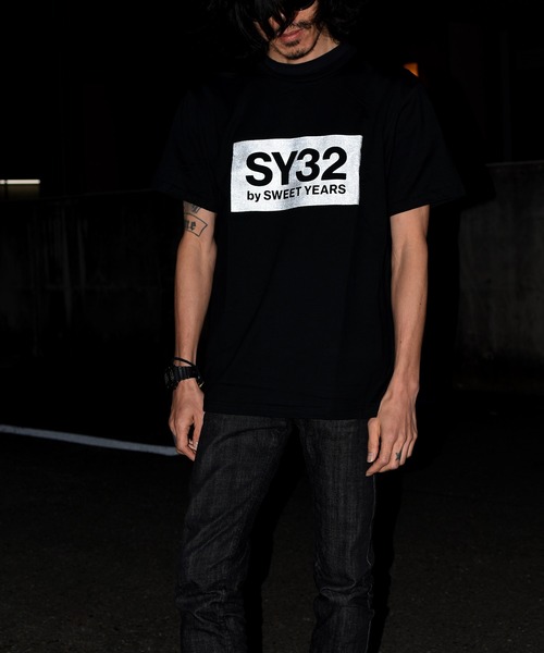【セール】【SY32 by SWEET YEARS】BOXロゴT（Tシャツ/カットソー）｜SY32 by SWEET YEARS（エスワイサーティトゥバイスィートイヤーズ）