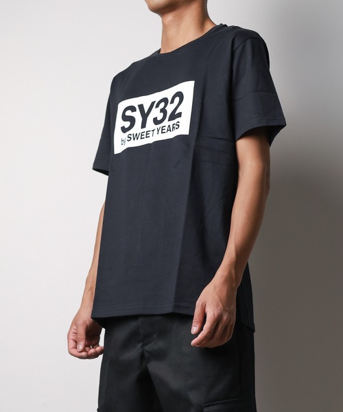 【セール】【SY32 by SWEET YEARS】BOXロゴT（Tシャツ/カットソー）｜SY32 by SWEET YEARS（エスワイサーティトゥバイスィートイヤーズ）
