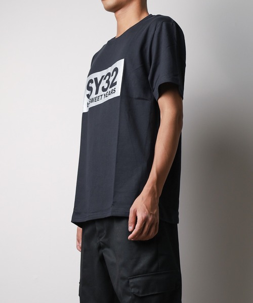 【セール】【SY32 by SWEET YEARS】BOXロゴT（Tシャツ/カットソー）｜SY32 by SWEET YEARS（エスワイサーティトゥバイスィートイヤーズ）