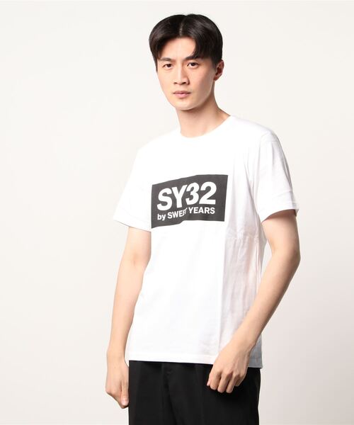 【セール】【SY32 by SWEET YEARS】BOXロゴT（Tシャツ/カットソー）｜SY32 by SWEET YEARS（エスワイサーティトゥバイスィートイヤーズ）