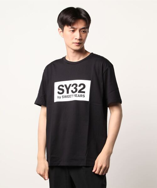 【セール】【SY32 by SWEET YEARS】BOXロゴT（Tシャツ/カットソー）｜SY32 by SWEET YEARS（エスワイサーティトゥバイスィートイヤーズ）