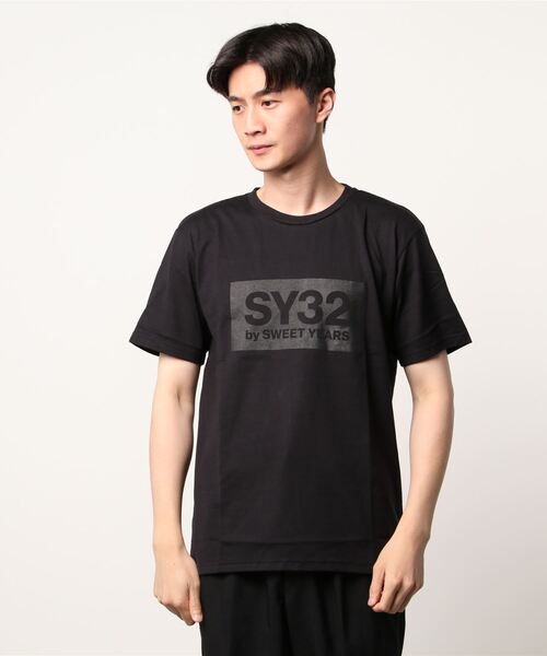 【セール】【SY32 by SWEET YEARS】BOXロゴT（Tシャツ/カットソー）｜SY32 by SWEET YEARS（エスワイサーティトゥバイスィートイヤーズ）