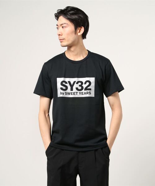 【セール】【SY32 by SWEET YEARS】BOXロゴT（Tシャツ/カットソー）｜SY32 by SWEET YEARS（エスワイサーティトゥバイスィートイヤーズ）