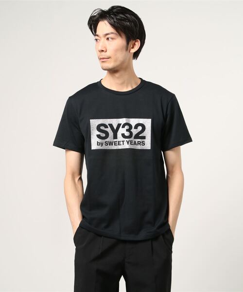 【セール】【SY32 by SWEET YEARS】BOXロゴT（Tシャツ/カットソー）｜SY32 by SWEET YEARS（エスワイサーティトゥバイスィートイヤーズ）