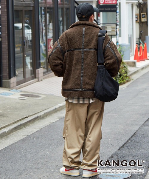 定価4.3万　OBLI オブリ　グロングランジャケット　ブルゾン　ベージュ KANGOL/カンゴール別注 オーバーサイズ パイピング ボアブルゾン