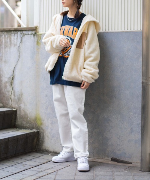 WEGO（ウィゴー）の「WEGO/フードボアブルゾン（ブルゾン・レディース・ホワイト/ベージュ/パープル/ホワイト系その他/サックスブルー・SMALL/MEDIUM）」の7枚目の写真