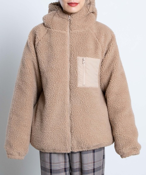 WEGO（ウィゴー）の「WEGO/フードボアブルゾン（ブルゾン・レディース・ホワイト/ベージュ/パープル/ホワイト系その他/サックスブルー・SMALL/MEDIUM）」の16枚目の写真