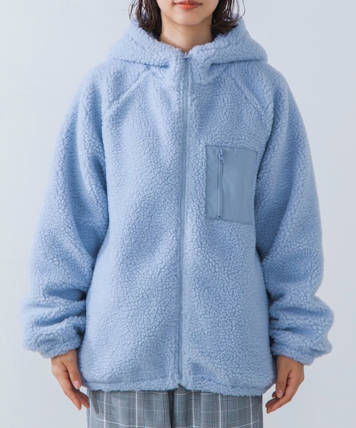 WEGO（ウィゴー）の「WEGO/フードボアブルゾン（ブルゾン・レディース・ホワイト/ベージュ/パープル/ホワイト系その他/サックスブルー・SMALL/MEDIUM）」の17枚目の写真