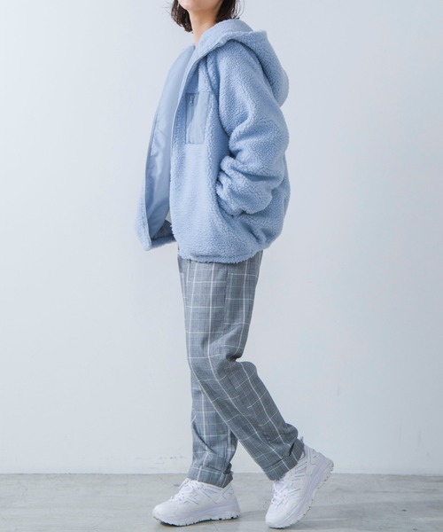 WEGO（ウィゴー）の「WEGO/フードボアブルゾン（ブルゾン・レディース・ホワイト/ベージュ/パープル/ホワイト系その他/サックスブルー・SMALL/MEDIUM）」の19枚目の写真