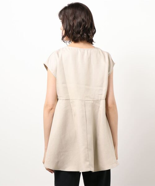 coca(coca)(コカ)の「麻風ヘムフレアプルオーバー(Tシャツ/カットソー・レディース・ブラック/ベージュ・ONE SIZE)」の4枚目の写真