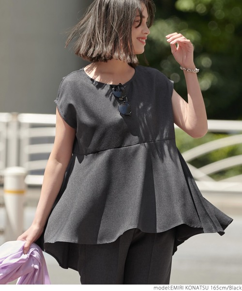 coca(coca)(コカ)の「麻風ヘムフレアプルオーバー(Tシャツ/カットソー・レディース・ブラック/ベージュ・ONE SIZE)」の12枚目の写真