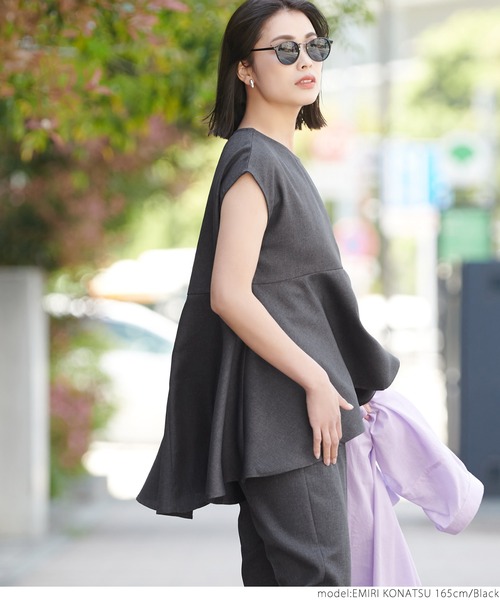 coca(coca)(コカ)の「麻風ヘムフレアプルオーバー(Tシャツ/カットソー・レディース・ブラック/ベージュ・ONE SIZE)」の15枚目の写真