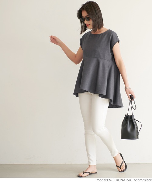 coca(coca)(コカ)の「麻風ヘムフレアプルオーバー(Tシャツ/カットソー・レディース・ブラック/ベージュ・ONE SIZE)」の17枚目の写真