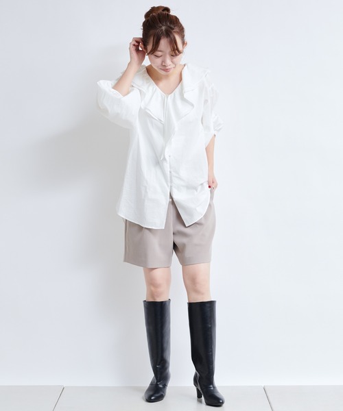 DouDou（ドゥドゥ）の「スポンジダブルクロスショートパンツ（その他パンツ・レディース・ブラック/モカ・FREE）」の12枚目の写真