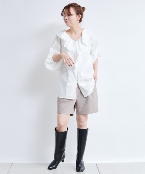 DouDou（ドゥドゥ）の「スポンジダブルクロスショートパンツ（その他パンツ・レディース・ブラック/モカ・FREE）」の14枚目の写真