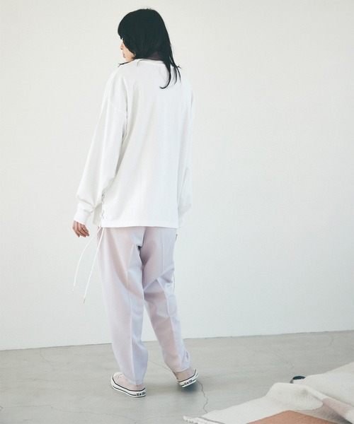 EMMA CLOTHES（エマクローズ）の「ビッグシルエット サイドレース ルーズスリーブ ポンチライトスウェットEMMA CLOTHES（スウェット・メンズ・チャコール/グレイッシュベージュ/ホワイト・FREE）」の10枚目の写真