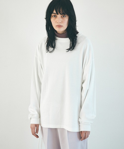 EMMA CLOTHES（エマクローズ）の「ビッグシルエット サイドレース ルーズスリーブ ポンチライトスウェットEMMA CLOTHES（スウェット・メンズ・チャコール/グレイッシュベージュ/ホワイト・FREE）」の12枚目の写真