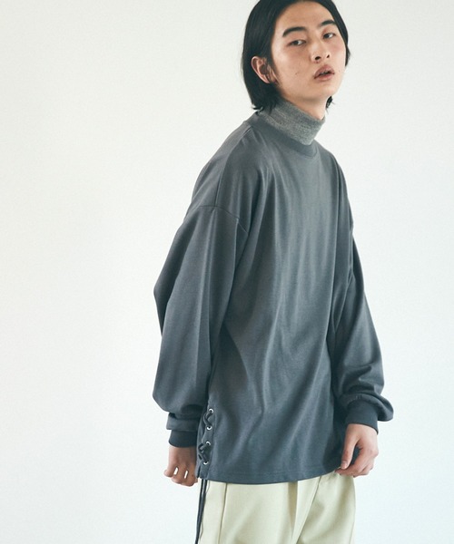 EMMA CLOTHES（エマクローズ）の「ビッグシルエット サイドレース ルーズスリーブ ポンチライトスウェットEMMA CLOTHES（スウェット・メンズ・チャコール/グレイッシュベージュ/ホワイト・FREE）」の16枚目の写真