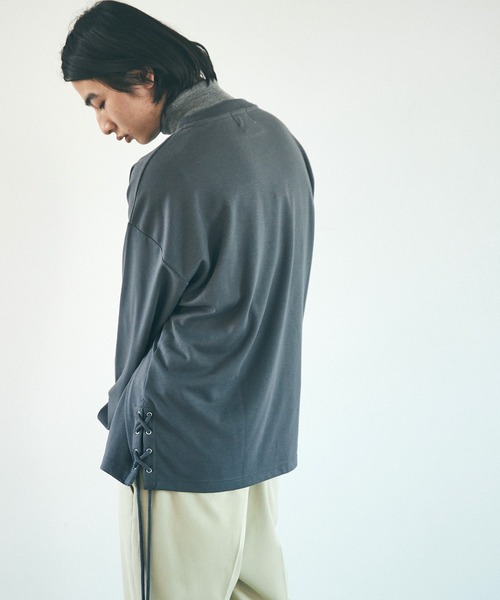 EMMA CLOTHES（エマクローズ）の「ビッグシルエット サイドレース ルーズスリーブ ポンチライトスウェットEMMA CLOTHES（スウェット・メンズ・チャコール/グレイッシュベージュ/ホワイト・FREE）」の17枚目の写真