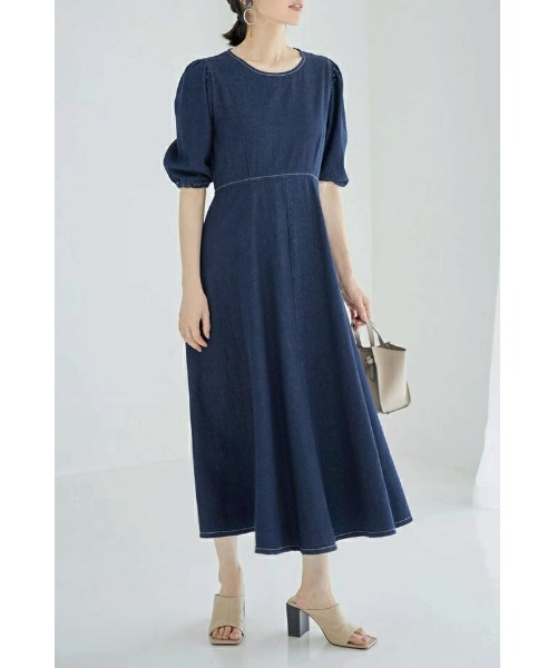 &. NOSTALGIA（アンドドットノスタルジア）の「デニムステッチワンピース（ワンピース・レディース・ホワイト/インディゴブルー・FREE）」の22枚目の写真