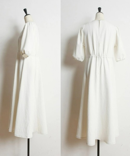 &. NOSTALGIA（アンドドットノスタルジア）の「デニムステッチワンピース（ワンピース・レディース・ホワイト/インディゴブルー・FREE）」の16枚目の写真