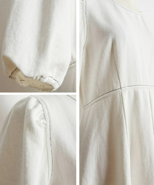 &. NOSTALGIA（アンドドットノスタルジア）の「デニムステッチワンピース（ワンピース・レディース・ホワイト/インディゴブルー・FREE）」の14枚目の写真