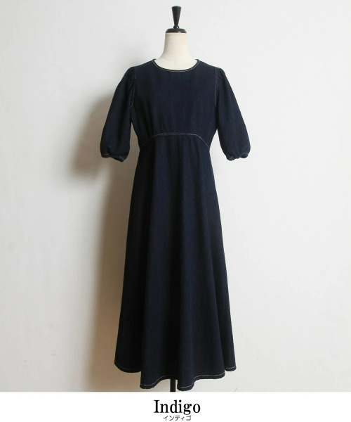 &. NOSTALGIA（アンドドットノスタルジア）の「デニムステッチワンピース（ワンピース・レディース・ホワイト/インディゴブルー・FREE）」の13枚目の写真