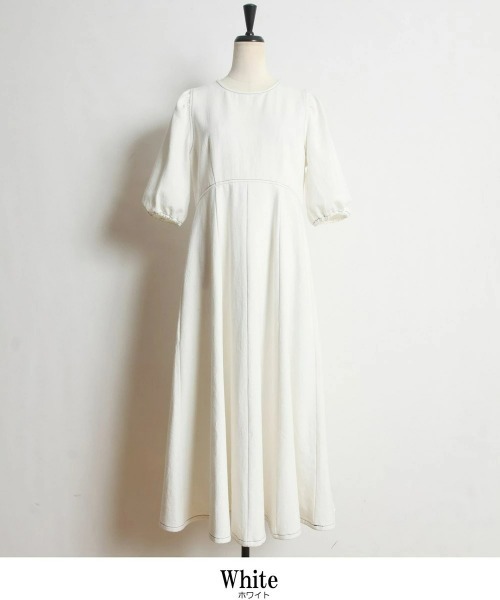 &. NOSTALGIA（アンドドットノスタルジア）の「デニムステッチワンピース（ワンピース・レディース・ホワイト/インディゴブルー・FREE）」の12枚目の写真