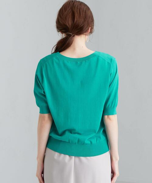 green label relaxing（グリーンレーベルリラクシング）の「[ 手洗い可能 ] CS IC Vネック ショートスリーブ カーディガン（カーディガン/ボレロ・レディース・ピンク/ホワイト/ブラック/ナチュラル/ケリー・FREE）」の8枚目の写真