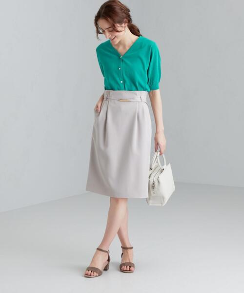 green label relaxing（グリーンレーベルリラクシング）の「[ 手洗い可能 ] CS IC Vネック ショートスリーブ カーディガン（カーディガン/ボレロ・レディース・ピンク/ホワイト/ブラック/ナチュラル/ケリー・FREE）」の13枚目の写真