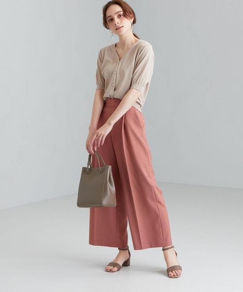 green label relaxing（グリーンレーベルリラクシング）の「[ 手洗い可能 ] CS IC Vネック ショートスリーブ カーディガン（カーディガン/ボレロ・レディース・ピンク/ホワイト/ブラック/ナチュラル/ケリー・FREE）」の14枚目の写真