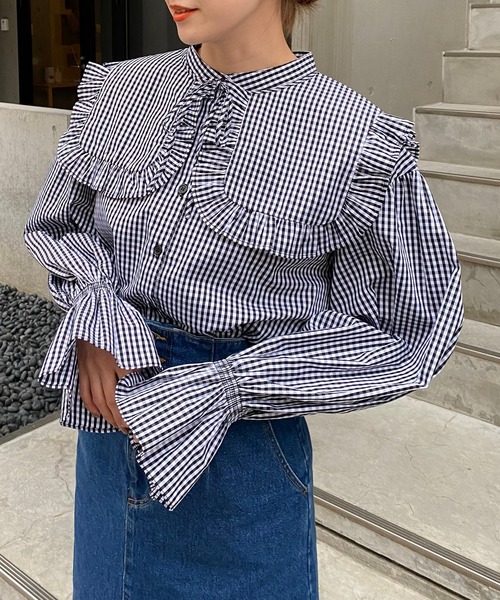 one after another NICE CLAUP（ワンアフターアナザーナイスクラップ）の「ビックカラー付け衿ブラウス（シャツ/ブラウス・レディース・オフホワイト/ホワイト系その他/ブラック系その他・FREE）」の3枚目の写真