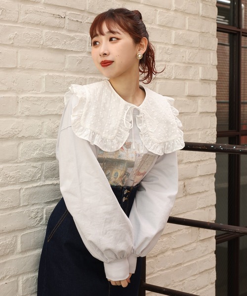 one after another NICE CLAUP（ワンアフターアナザーナイスクラップ）の「ビックカラー付け衿ブラウス（シャツ/ブラウス・レディース・オフホワイト/ホワイト系その他/ブラック系その他・FREE）」の5枚目の写真