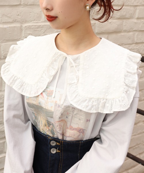 one after another NICE CLAUP（ワンアフターアナザーナイスクラップ）の「ビックカラー付け衿ブラウス（シャツ/ブラウス・レディース・オフホワイト/ホワイト系その他/ブラック系その他・FREE）」の6枚目の写真