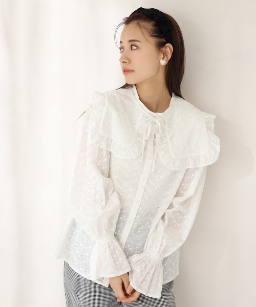 one after another NICE CLAUP（ワンアフターアナザーナイスクラップ）の「ビックカラー付け衿ブラウス（シャツ/ブラウス・レディース・オフホワイト/ホワイト系その他/ブラック系その他・FREE）」の8枚目の写真