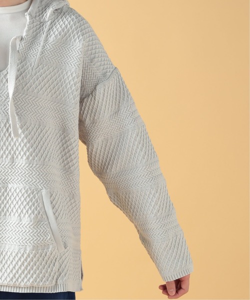 JOURNAL STANDARD relume(ジャーナルスタンダード レリューム)の「リサイクルポリエステル メキシカンニットパーカー(パーカー・メンズ・ライトグレー/ブラック/ライトイエロー・MEDIUM/LARGE)」の4枚目の写真