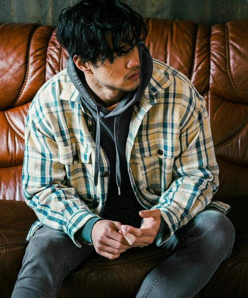 BAYFLOW(ベイフロー)の「カリフォルニアチェックシャツ(シャツ/ブラウス・メンズ・ベージュ/マルーン/オリーブ・MEDIUM/LARGE)」の2枚目の写真