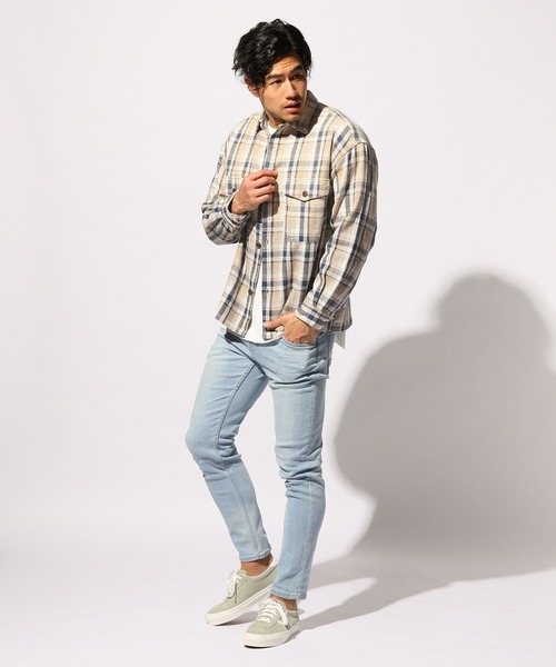 BAYFLOW(ベイフロー)の「カリフォルニアチェックシャツ(シャツ/ブラウス・メンズ・ベージュ/マルーン/オリーブ・MEDIUM/LARGE)」の9枚目の写真