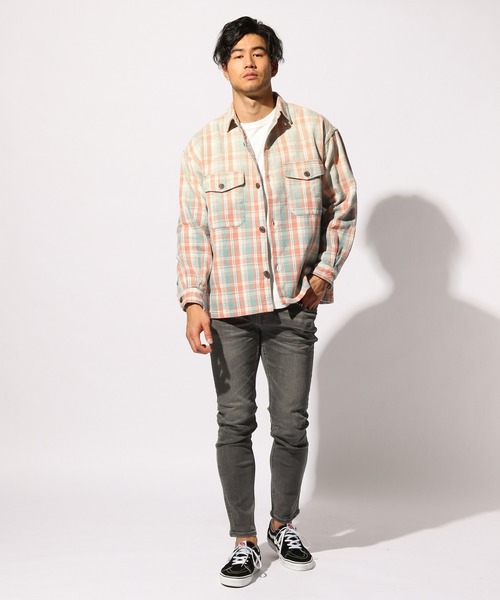BAYFLOW(ベイフロー)の「カリフォルニアチェックシャツ(シャツ/ブラウス・メンズ・ベージュ/マルーン/オリーブ・MEDIUM/LARGE)」の13枚目の写真
