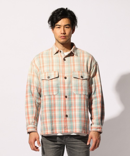 BAYFLOW(ベイフロー)の「カリフォルニアチェックシャツ(シャツ/ブラウス・メンズ・ベージュ/マルーン/オリーブ・MEDIUM/LARGE)」の18枚目の写真