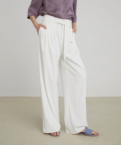 UNSPOKEN（アンスポクン）の「【UNSPOKEN】Waist ribbon wide pants FAZ20600chw（スラックス・レディース・ホワイト/レッド/ブラック/ブルー・S/M/L）」の13枚目の写真