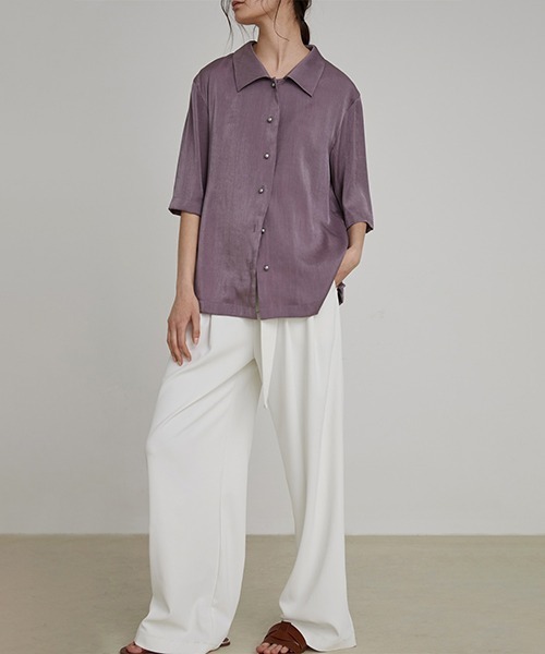 UNSPOKEN（アンスポクン）の「【UNSPOKEN】Waist ribbon wide pants FAZ20600chw（スラックス・レディース・ホワイト/レッド/ブラック/ブルー・S/M/L）」の5枚目の写真