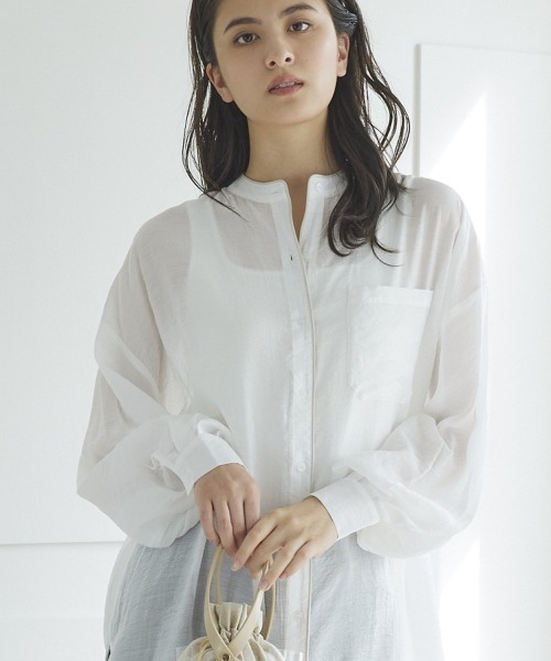 LIPSTAR（リップスター）の「【WEB別注】シアーバンドカラーパイピングワンピース（ワンピース・レディース・グレー/オフホワイト/グリーン・M）」の18枚目の写真