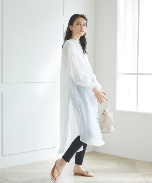 LIPSTAR（リップスター）の「【WEB別注】シアーバンドカラーパイピングワンピース（ワンピース・レディース・グレー/オフホワイト/グリーン・M）」の16枚目の写真