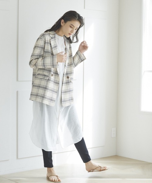 LIPSTAR（リップスター）の「【WEB別注】シアーバンドカラーパイピングワンピース（ワンピース・レディース・グレー/オフホワイト/グリーン・M）」の19枚目の写真