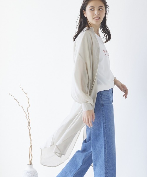 LIPSTAR（リップスター）の「【WEB別注】シアーバンドカラーパイピングワンピース（ワンピース・レディース・グレー/オフホワイト/グリーン・M）」の13枚目の写真